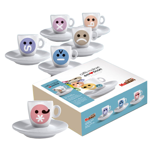 Molinari Emoticons espressokopper (med underkopper) 6st