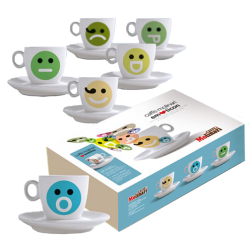 Molinari Emoticons cappuccinokopper (med underkopper) 6st